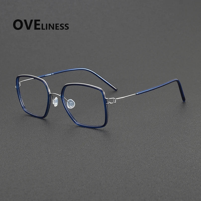 Oveliness Women's Full Rim Polygon Acetate Titanium Eyeglasses 381046