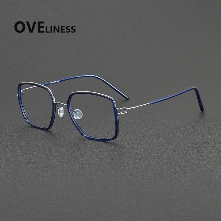 Oveliness Women's Full Rim Polygon Acetate Titanium Eyeglasses 381046