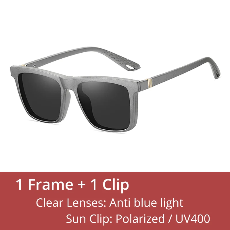 Ralferty Women's Full Rim Square Tr 90 Eyeglasses Clip On Sunglasses 91562
