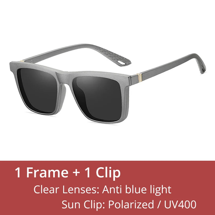 Ralferty Women's Full Rim Square Tr 90 Eyeglasses Clip On Sunglasses 91562