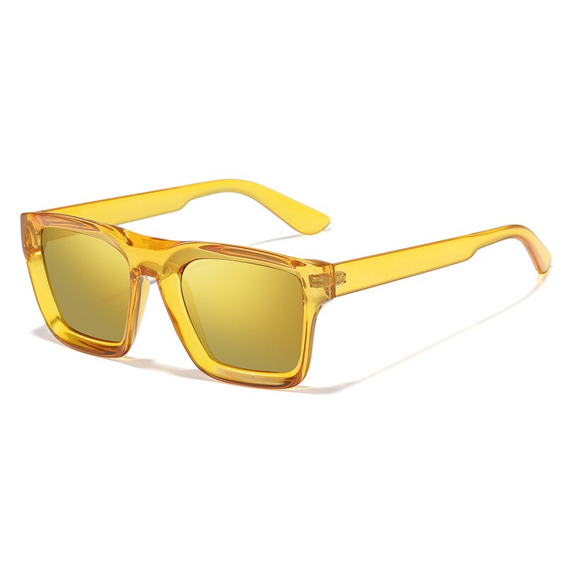 CCSpace Unisex Full Rim Square Acetate UV400 Sunglasses 56155 Sunglasses CCspace Sunglasses GoldGold  