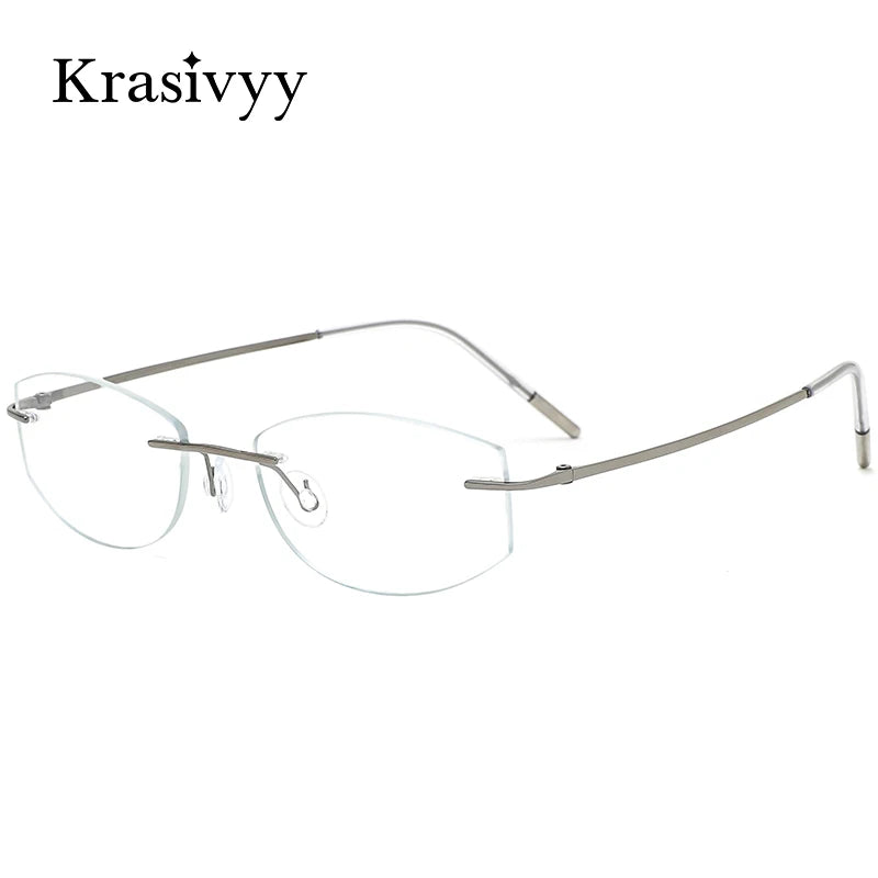 Krasivyy Women's Rimless Square Oval Screwless Titanium Eyeglasses 24106 Rimless Krasivyy