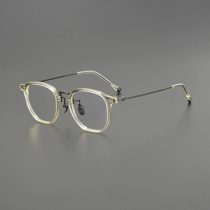Gatenac Unisex Full Rim Oval Square Acetate Titanium Eyeglasses G8002