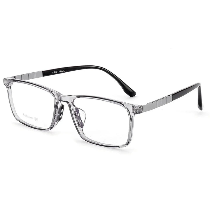 Yimaruili Men's Full Rim Square Tr 90 Titanium Eyeglasses 23070 Full Rim Yimaruili Eyeglasses Transparent Gray  