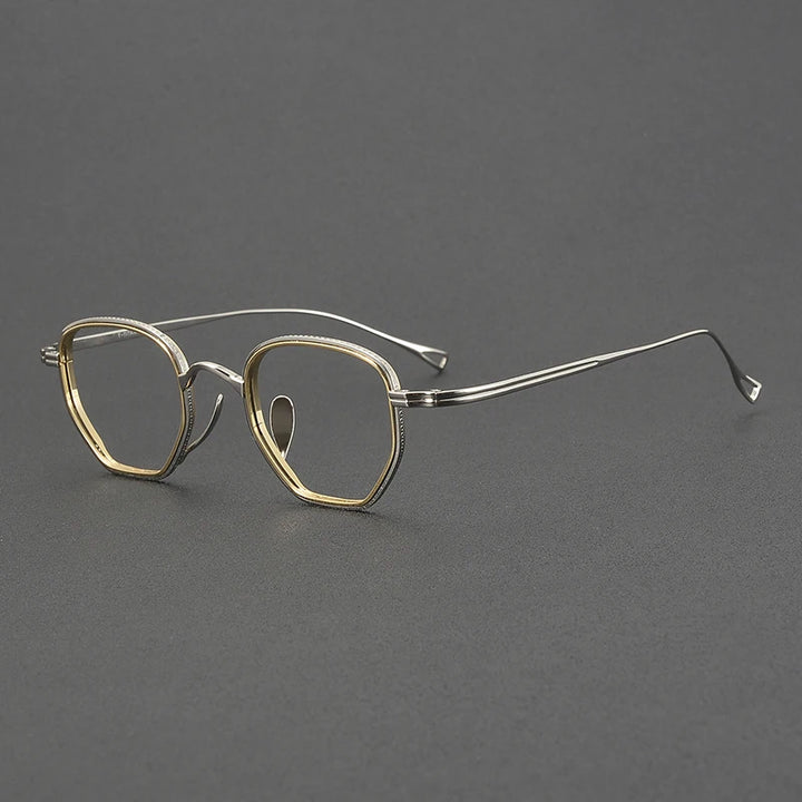 Aror Unisex Full Rim Flat Bottom Polygon Titanium Eyeglasses 631235