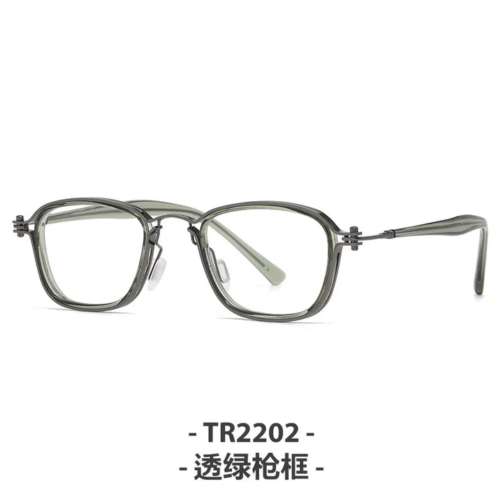 Zirosat Unisex Full Rim Square Round Acetate Titanium Eyeglasses 92202
