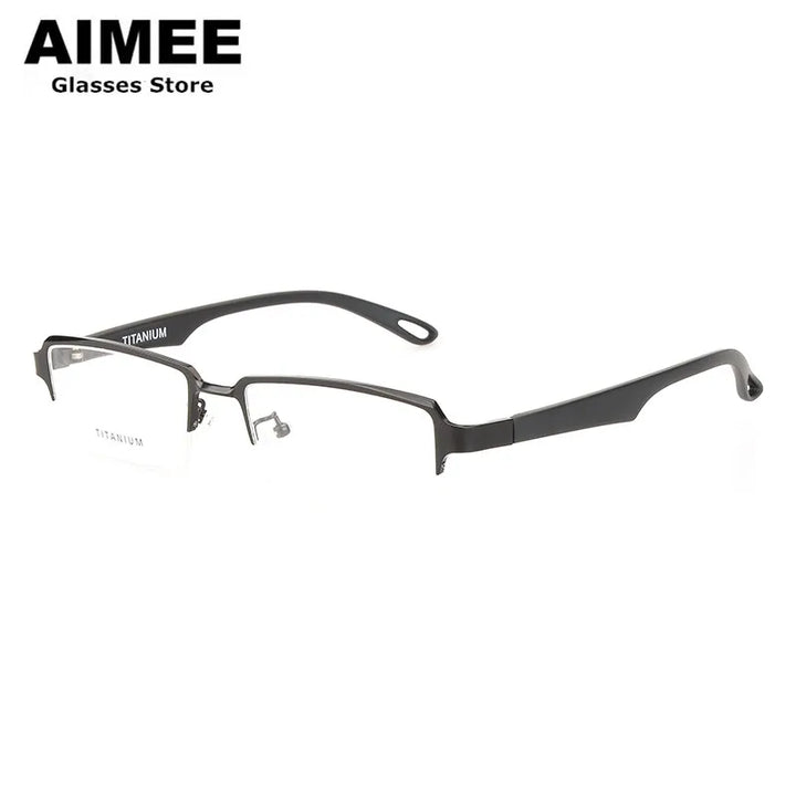 Aimee Unisex Semi Rim Big Square Titanium Eyeglasses 11505 Semi Rim Aimee   