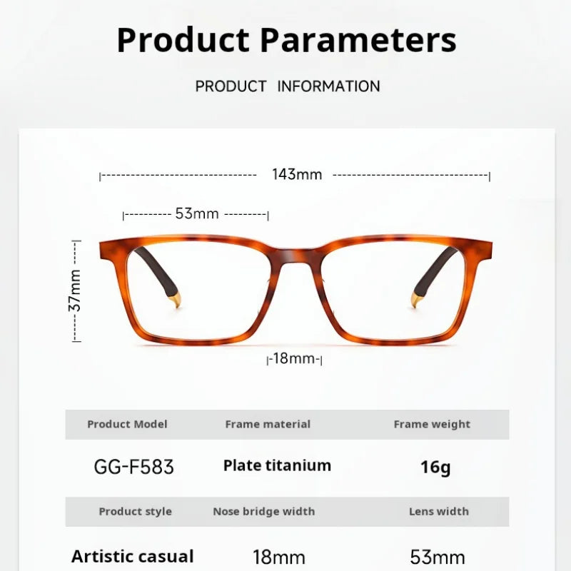 Momoja Unisex Full Rim Square Acetate Titanium Eyeglasses 72583