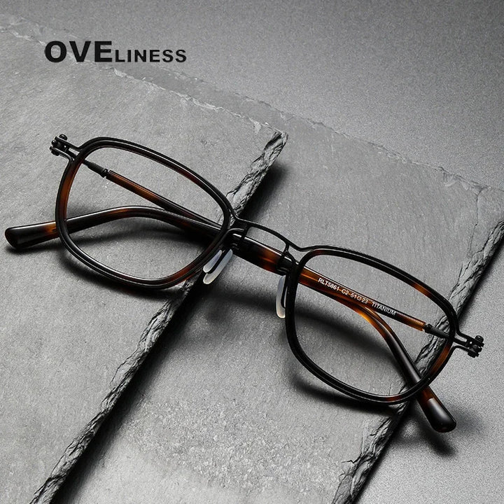 Oveliness Unisex Full Rim Big Square Acetate Titanium Eyeglasses 395861
