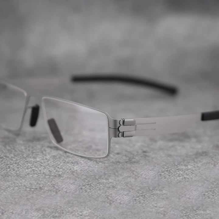 Black Mask Unisex Full Rim Rectangle Steel Eyeglasses BM-IB005