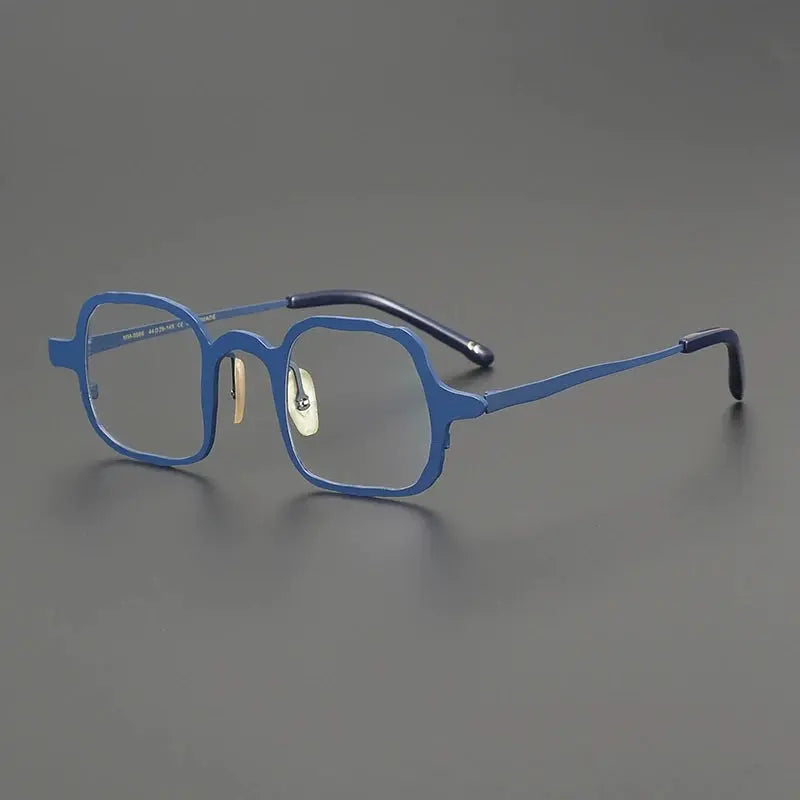 Gatenac Unisex Full Rim Irregular Square Titanium Eyeglasses 670086 FuzWeb