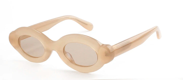 Esnbie Unisex Full Rim Oval Frosted Thick Acetate Sunglasses 240321