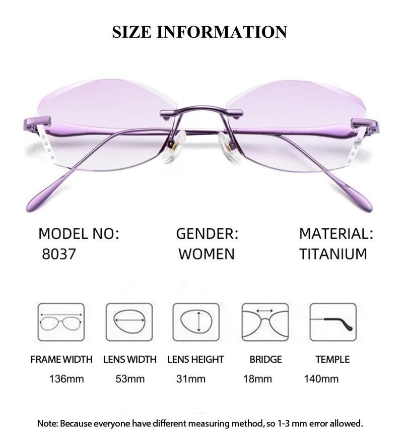 Summer Flower Women's Rimless Butterfly Oval Titanium Eyeglasses 698037