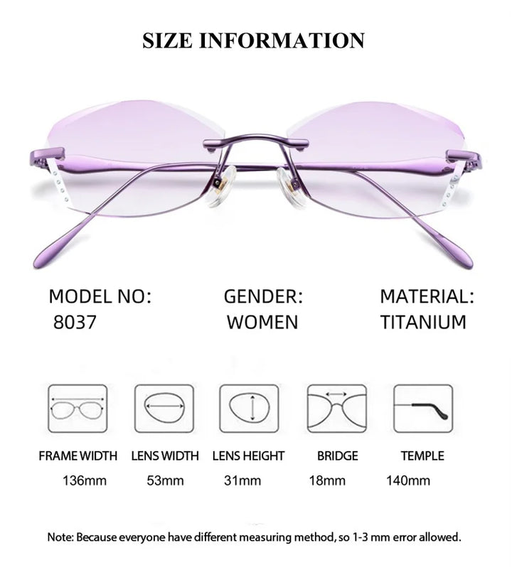 Summer Flower Women's Rimless Butterfly Oval Titanium Eyeglasses 698037