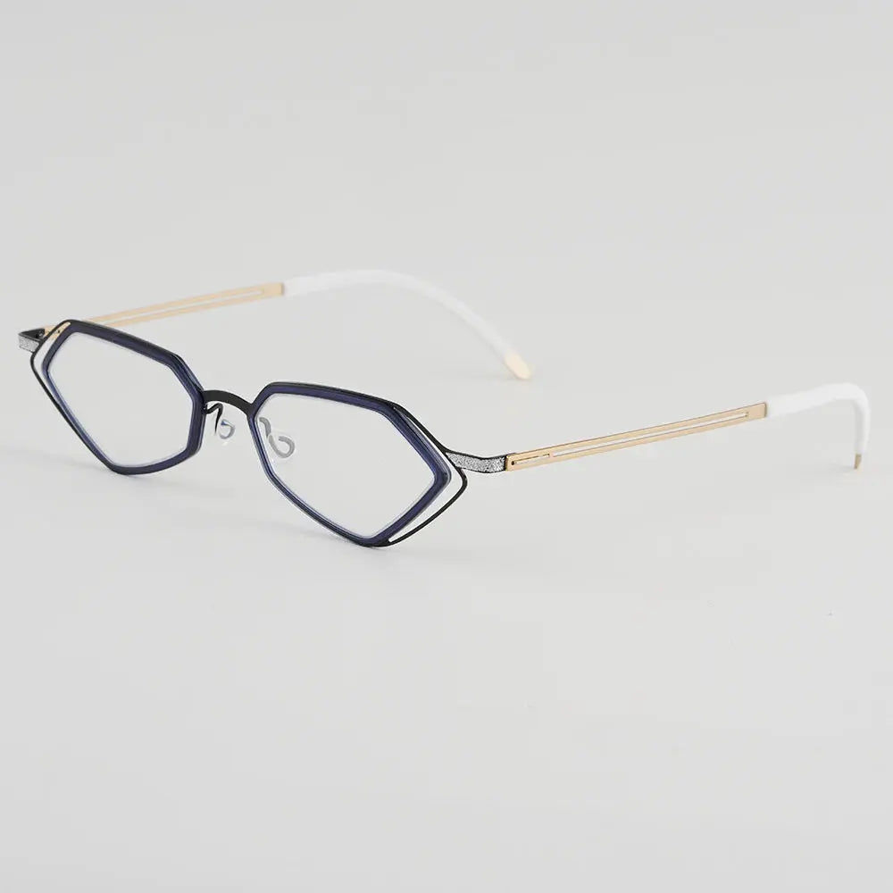 Bobbie 339751 Unisex 140mm Full Rim Polygon Oval Titanium Frames FuzWeb