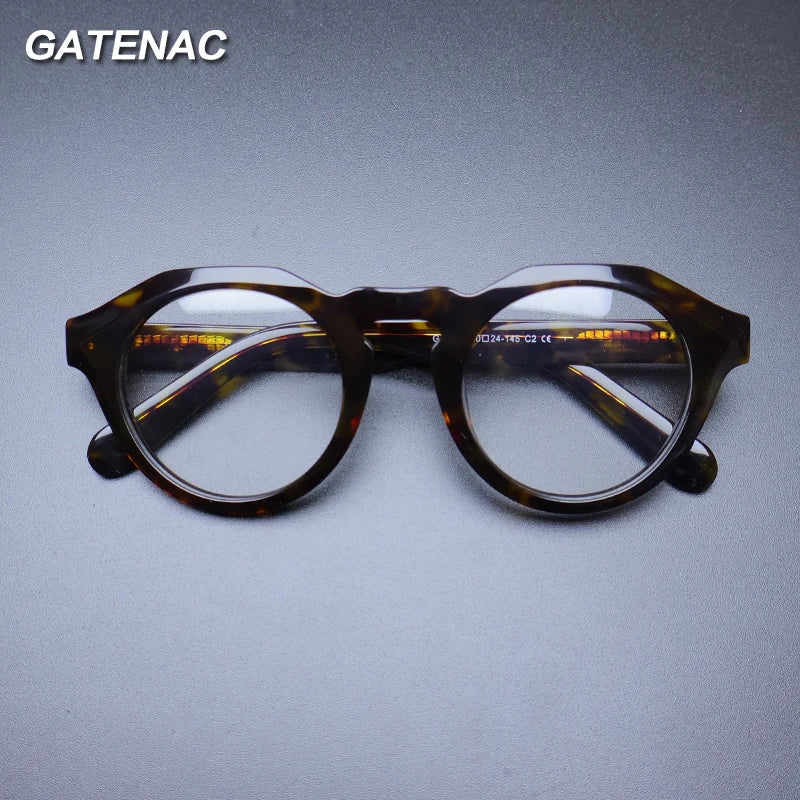 Gatenac Unisex Big Full Rim Round Acetate Eyeglasses Gxyj1197 Full Rim Gatenac   