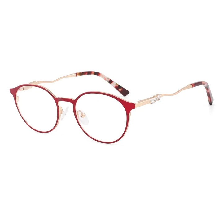 Laoyehui Women's Full Rim Round Alloy Acetate Reading Glasses L8972 Reading Glasses Laoyehui C2 -150 