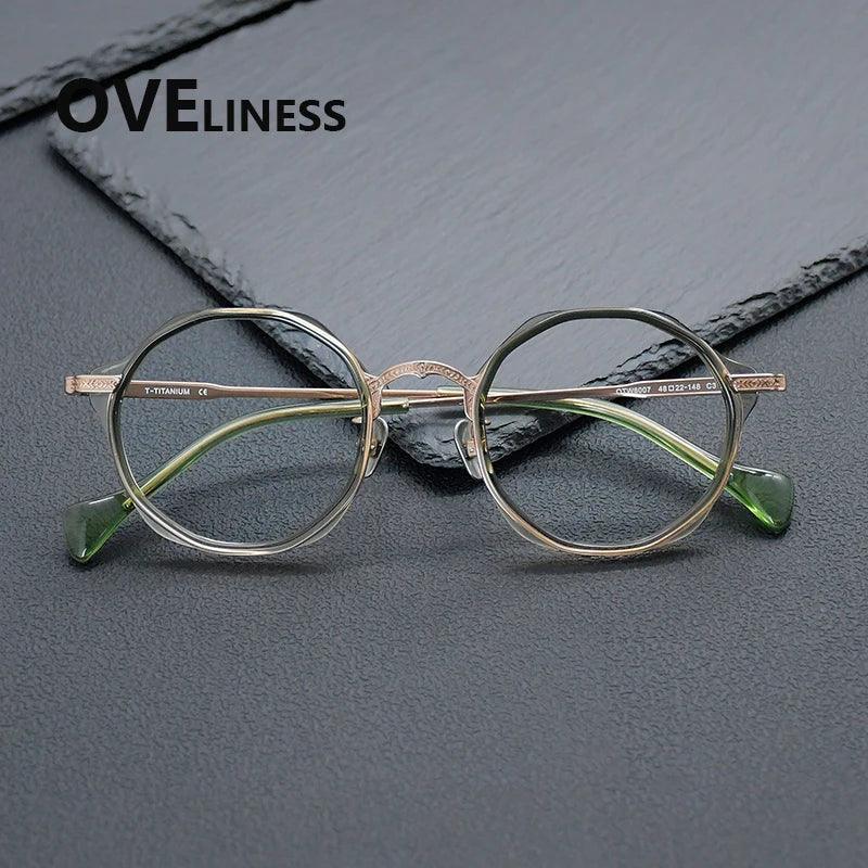Oveliness Women's Full Rim Round Titanium Acetate Eyeglasses 926007