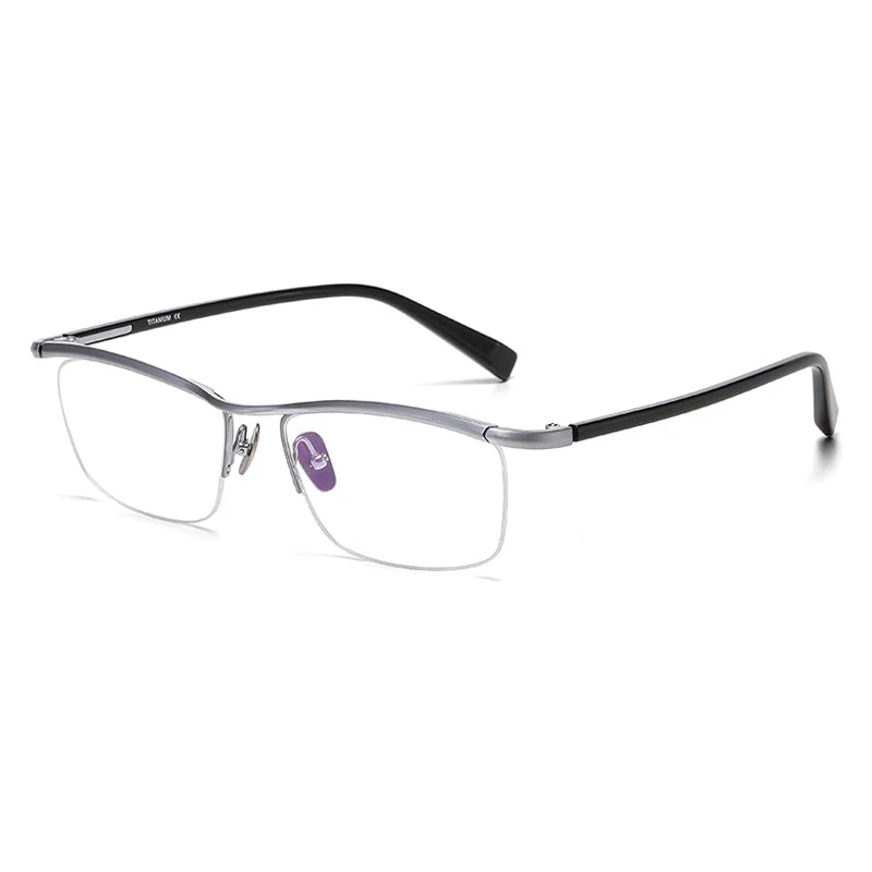 Gatenac Unisex Semi Rim Square Brow Line Titanium Eyeglasses Gxyj876