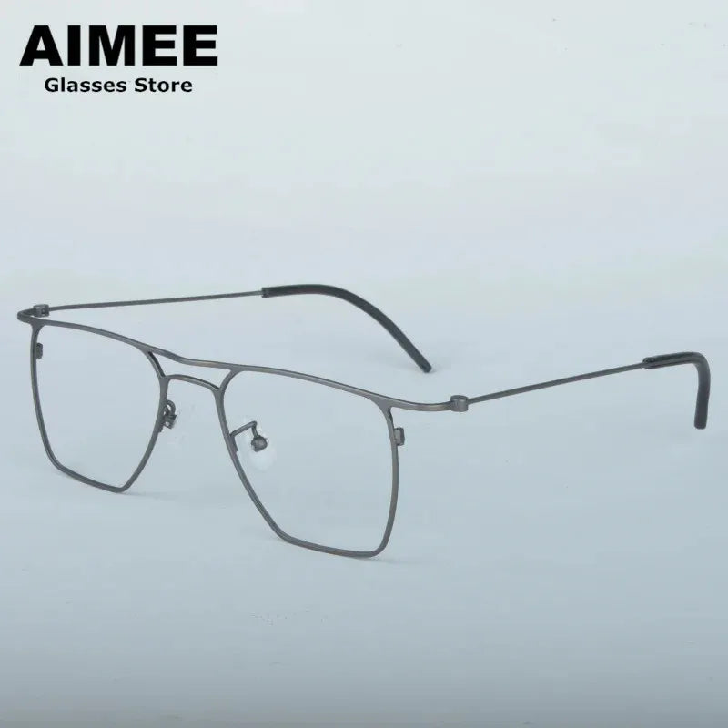 Aimee Unisex Full Rim Square Double Bridge Titanium Eyeglasses 11518 Full Rim Aimee   