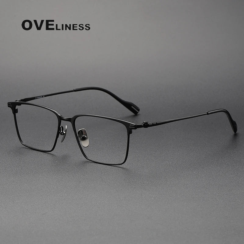 Oveliness Unisex Full Rim Square Titanium Acetate Eyeglasses 70800 Full Rim Oveliness black  