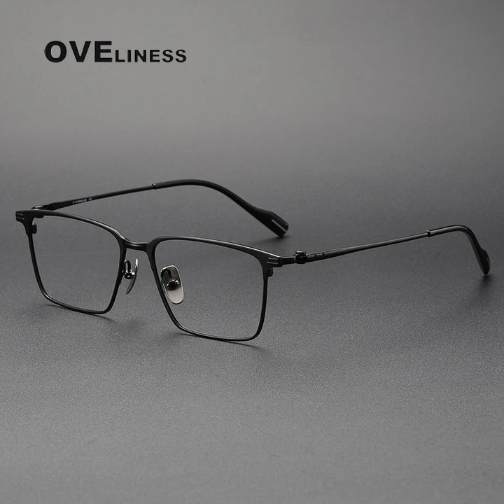 Oveliness Unisex Full Rim Square Titanium Acetate Eyeglasses 70800 Full Rim Oveliness black  