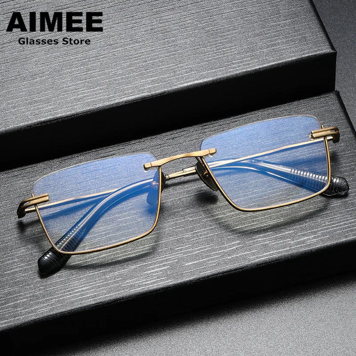 Aimee Unisex Semi Rim Square Titanium Eyeglasses 4416 Semi Rim Aimee   