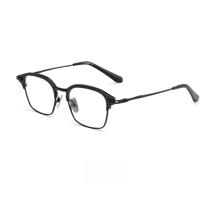 Yimaruili Men's Full Rim Square Titanium Eyeglasses Dtx142s Full Rim Yimaruili Eyeglasses Black  