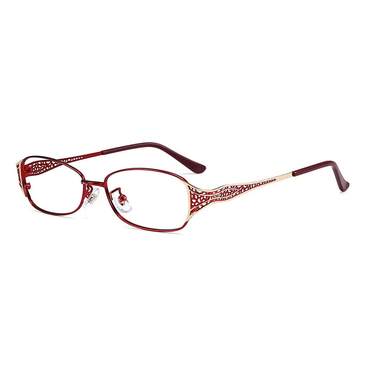 KatKani Women's Full Rim Oval Alloy Eyeglasses 6190 Semi Rim KatKani Eyeglasses Wine Red  