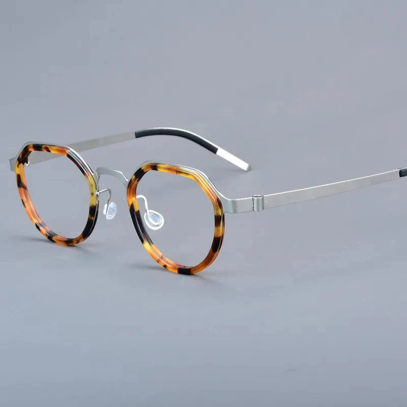 Bobbie Women's Full Rim Flat Top Round Titanium Acetate Eyeglasses 963069