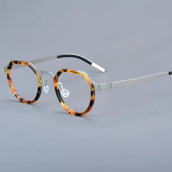 Bobbie Women's Full Rim Flat Top Round Titanium Acetate Eyeglasses 963069