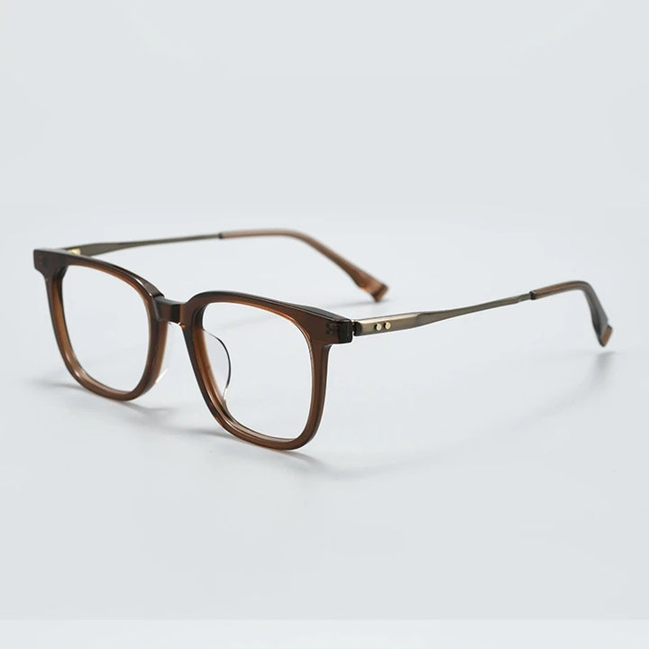 Yimaruili Unisex Full Rim Square Titanium Acetate Eyeglasses 365911