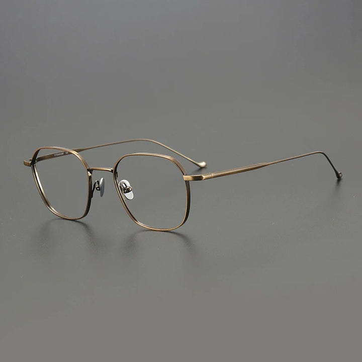 Black Mask Unisex Full Rim Polygon Square Titanium Eyeglasses 4327 Full Rim Black Mask Bronze  