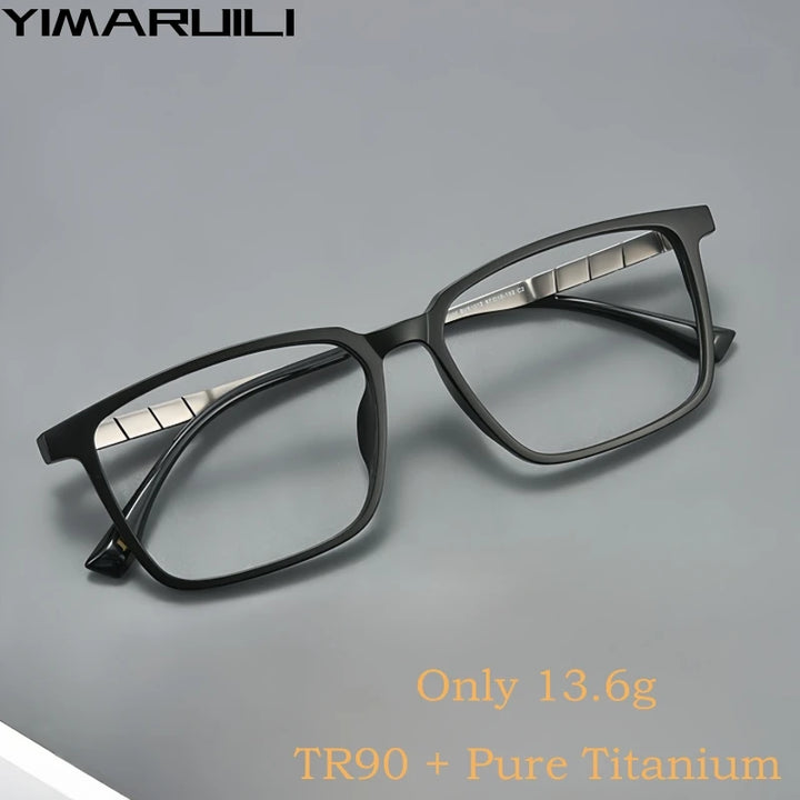 Yimaruili Men's Full Rim Big Square Tr 90 Titanium Eyeglasses 61012 Full Rim Yimaruili Eyeglasses   