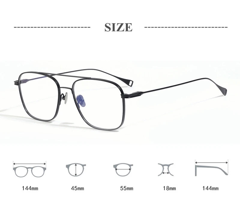 Black Mask Unisex Full Rim Square Double Bridge Titanium Eyeglasses 880915