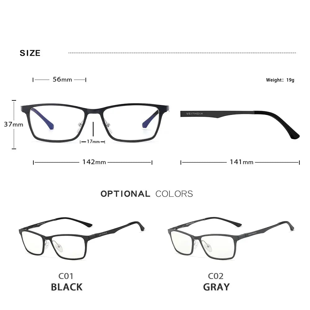Hdcrafter Unisex Full Rim Rectangle Aluminum Magnesium Alloy Frames 870600 — view 2 | Hdcrafter Eyeglasses at FuzWeb