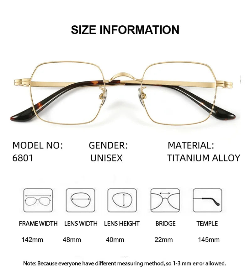 Summer Flower Men's Full Rim Square Titnaium-Alloy Eyeglasses 66801