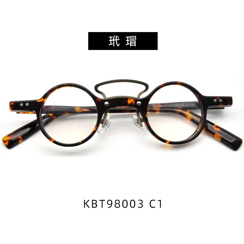 Cubojue Unisex Full Rim Round Double Bridge Acetate Titanium Reading Glasses 98003