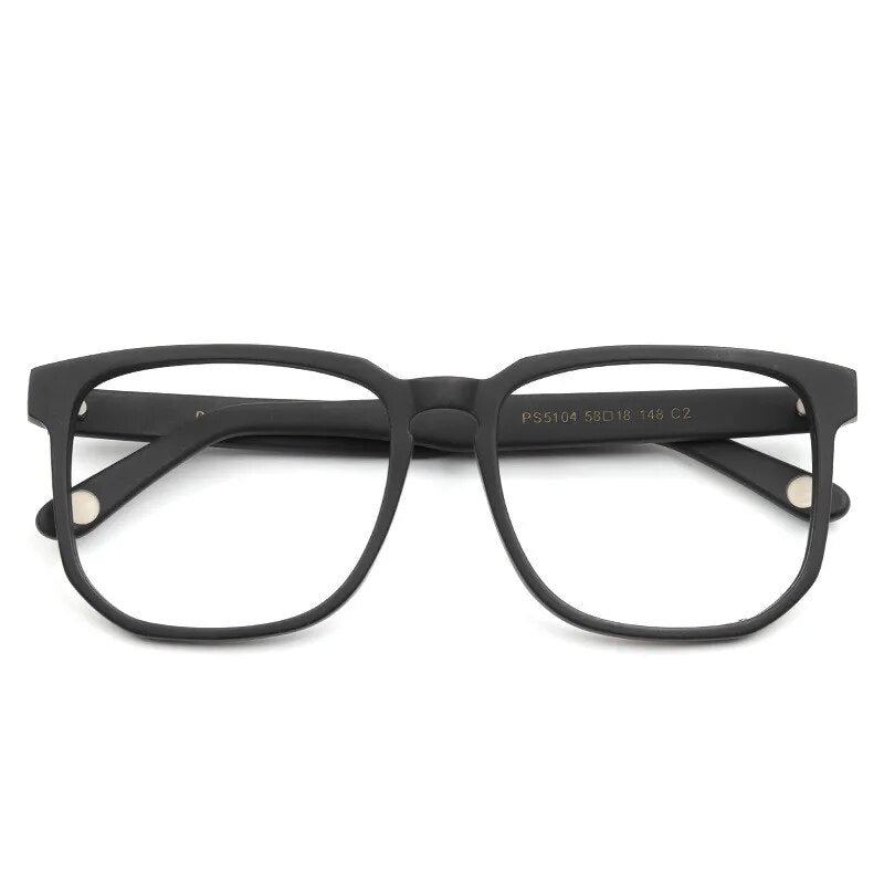 Cubojue Unisex Oversized Square Acetate Eyeglasses PS5104 Frame Cubojue matte black no function lens 0 