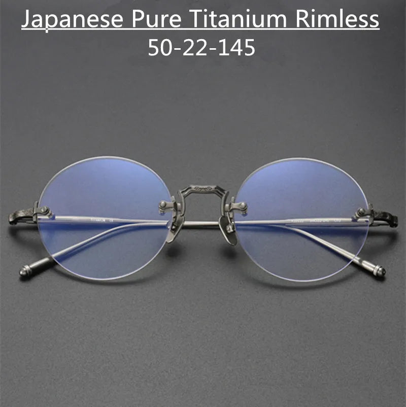 Aimee Unisex Rimless Round Titanium Eyeglasses 2250 Rimless Aimee   