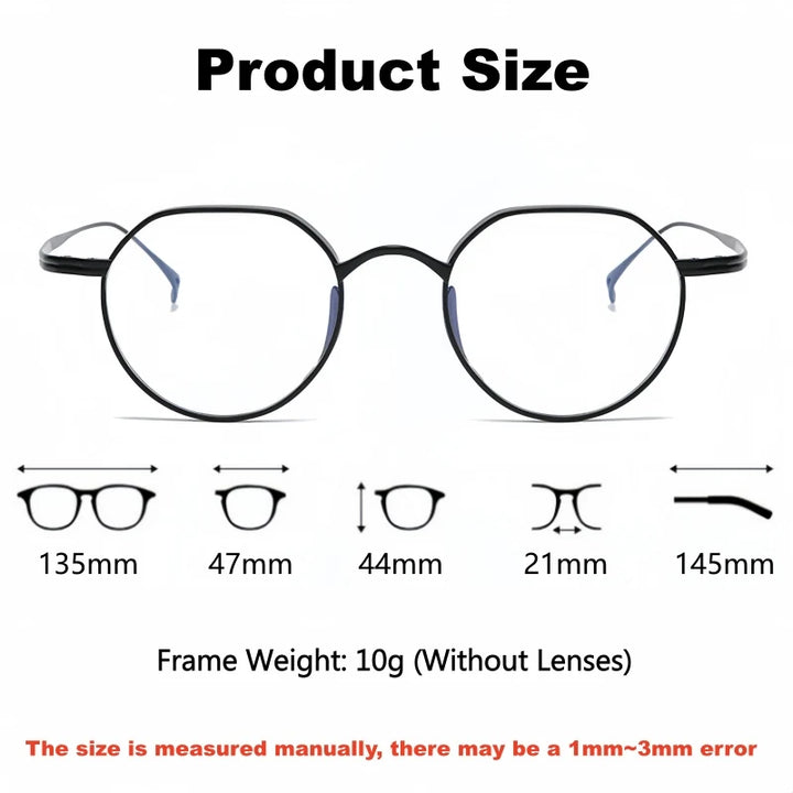 Yimaruili Unisex Full Rim Polygonal Pure Titanium Eyeglasses KMN9916 — view 2 | Yimaruili at FuzWeb