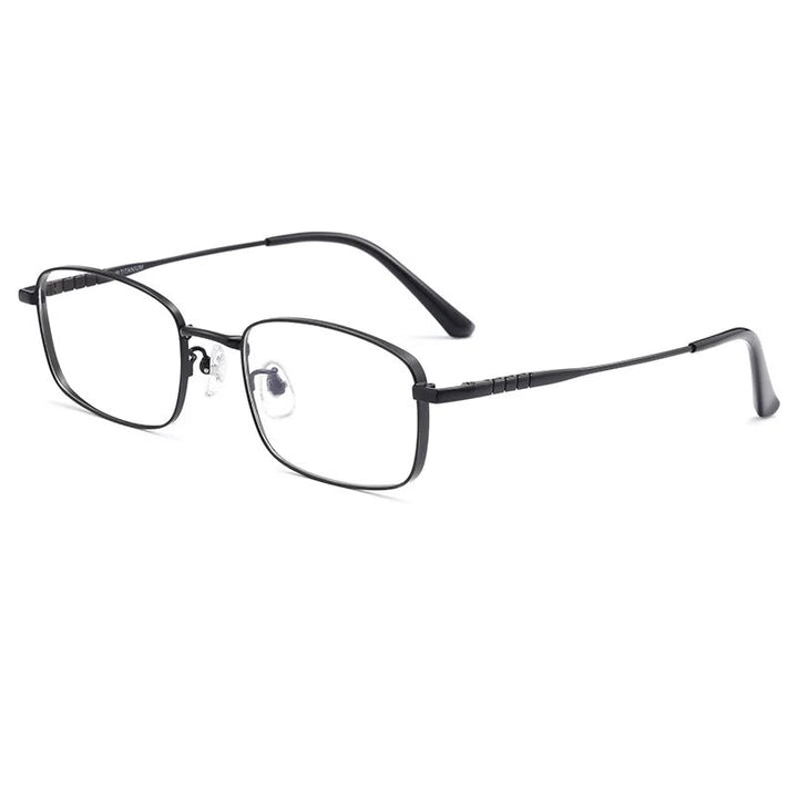 Cubojue Unisex Full Rim Rectangle Square Titanium Eyeglasses Full Rim Cubojue Black no function lens 0 