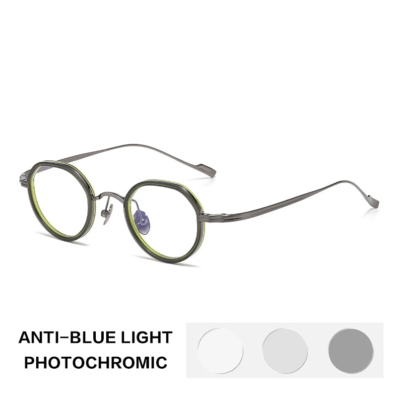 Gatenac Women's Flat Top Oval Titanium Acetate Photochromic Reading Glasses 56079