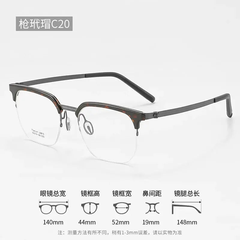 Reven Jate Unisex Full Rim Square Acetate Titanium Eyeglasses 2610.
