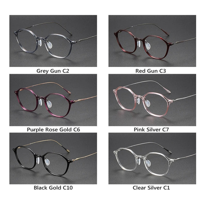 Oveliness Unisex Full Rim Oval Acetate Titanium Eyeglasses 8651 Full Rim Oveliness   