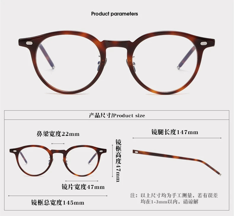 Black Mask Unisex Full Rim Round Acetate Eyeglasses 41803