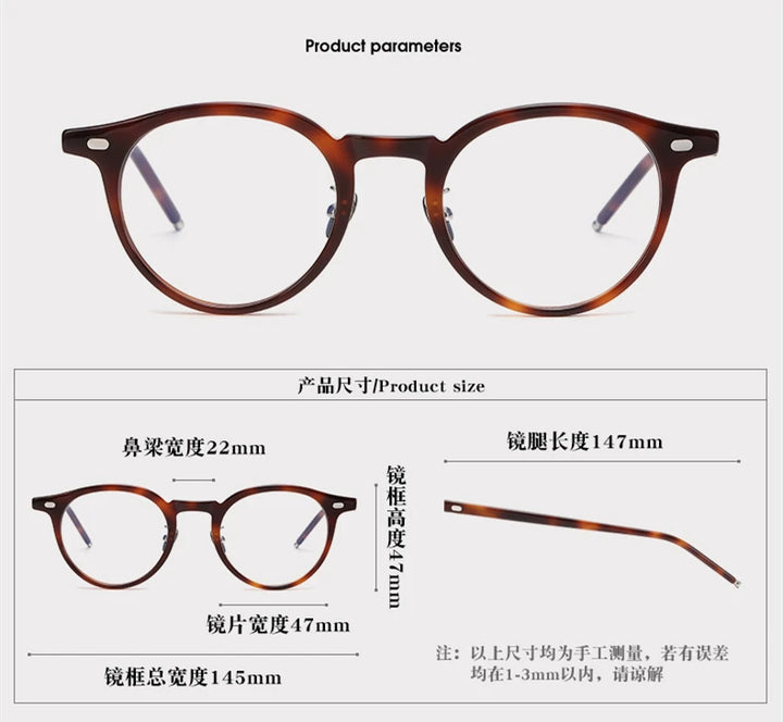 Black Mask Unisex Full Rim Round Acetate Eyeglasses 41803