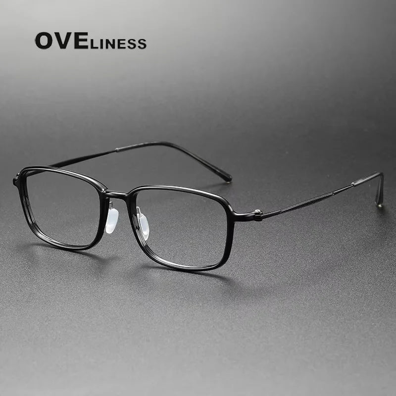 Oveliness Unisex Full Rim Square Acetate Titanium Eyeglasses 98632