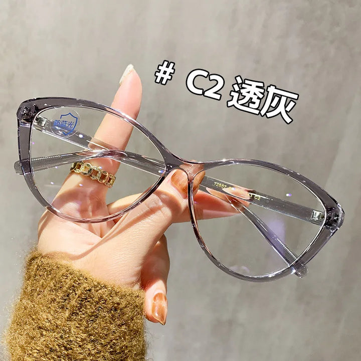 Zirosat Women's Full Rim Oval Cat Eye Tr 90 Alloy Eyeglasses 12857