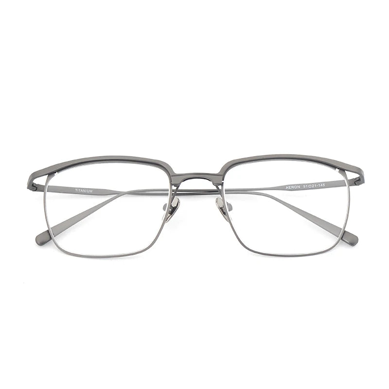 Bobbie Unisex Semi Rim Square Brow Line Titanium Eyeglasses 415121